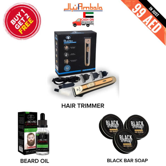 Buy 1 Get 2 FREE | Electric Hair Trimmer | Black Bar Soap | Natural Men Beard Oil